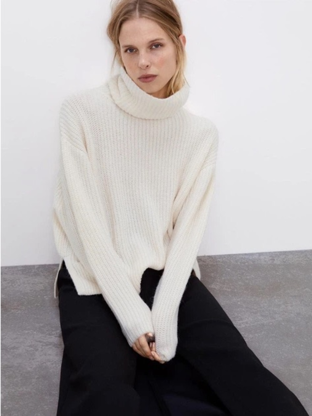 Zara Woman Wool and Alpaca Blend Knit Sweater.